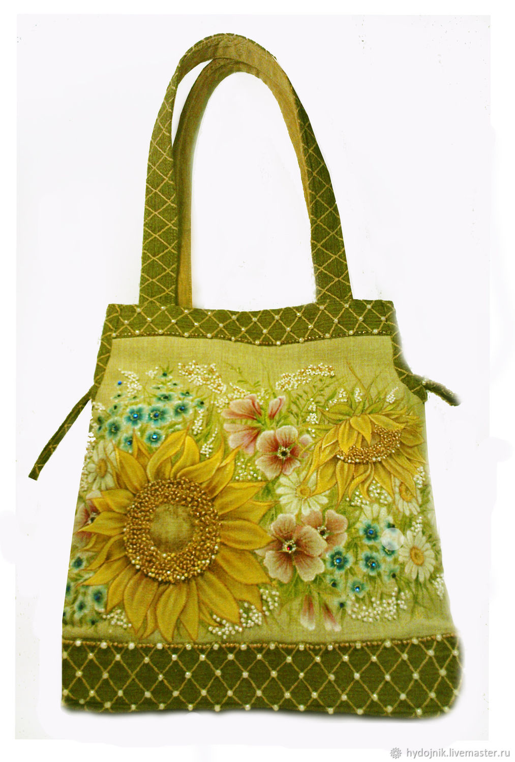 Льняная сумка с ручной росписью "Краски лета"