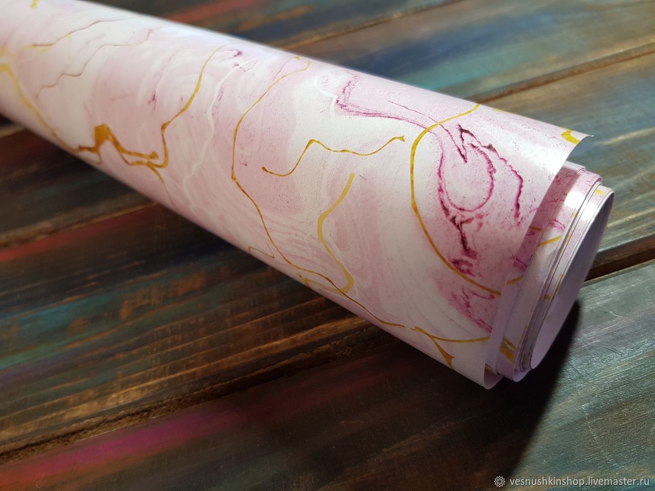 Упаковочная бумага крафтовая "розовая фантазия"