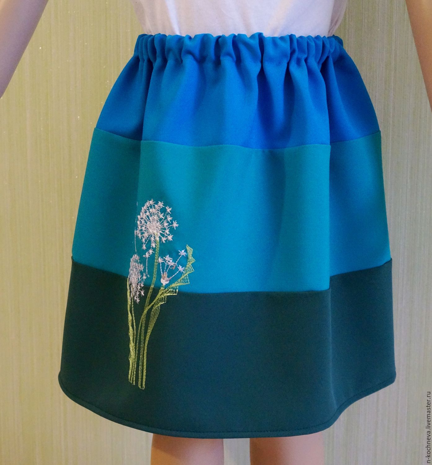 Детская юбка синяя с одуванчиком