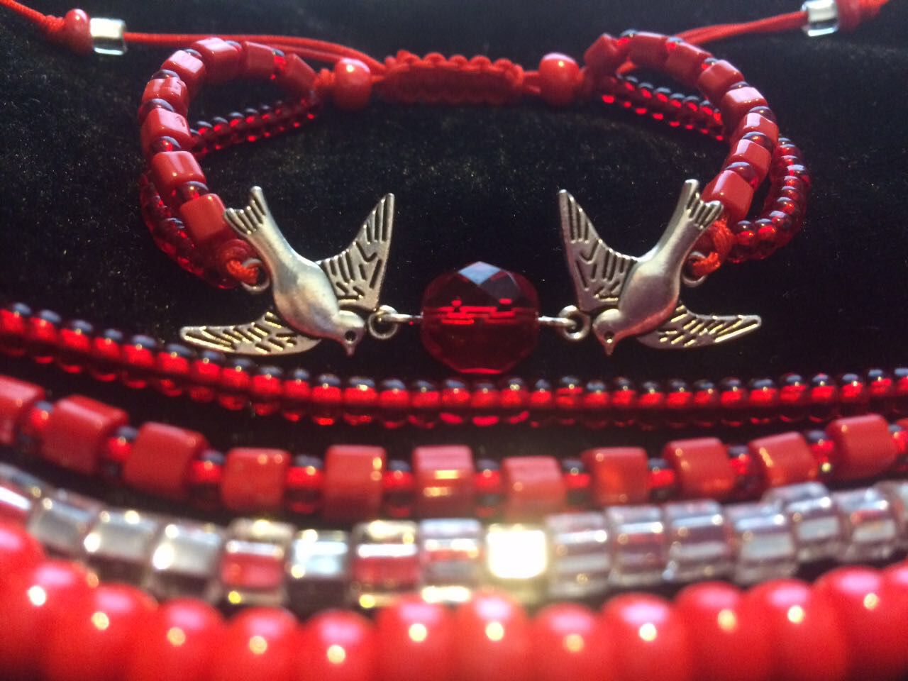 Набор браслетов в этническом стиле "Влюблённые Птицы"