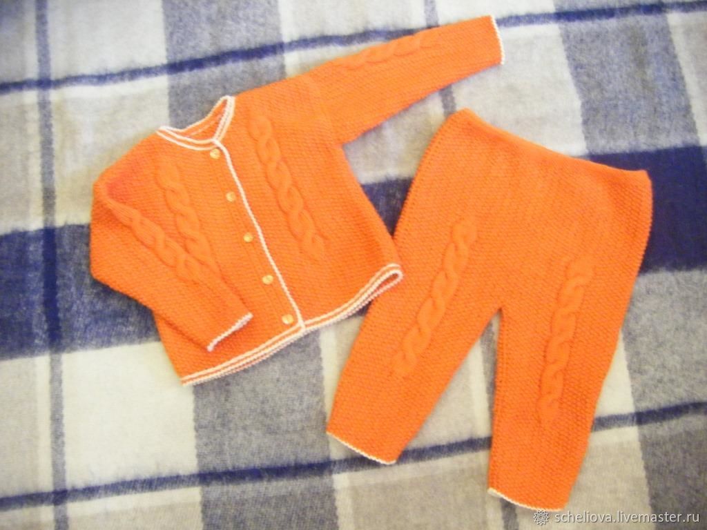 "Апельсинка" костюм для малыша (6-8 мес), вязаный костюм для ребенка