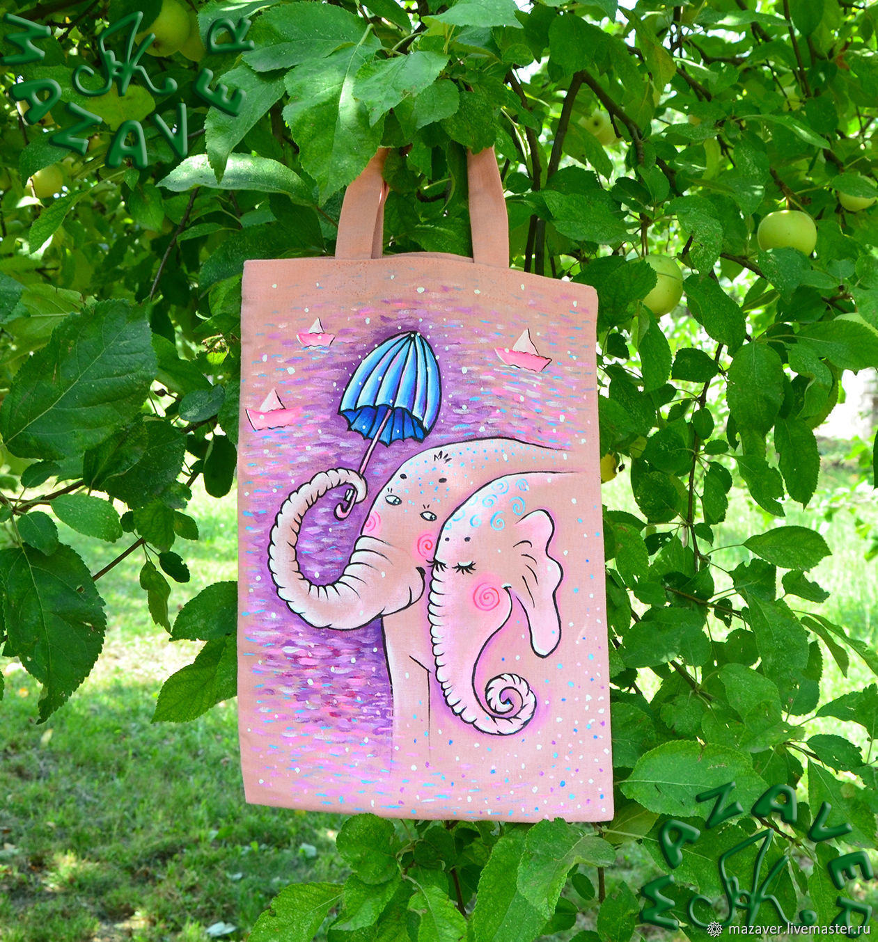 Подарочная сумочка для подарков "Парочка слонов"