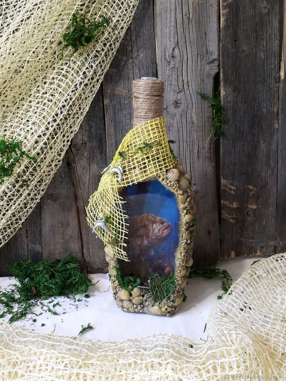 Декор бутылки "Рыбаку"