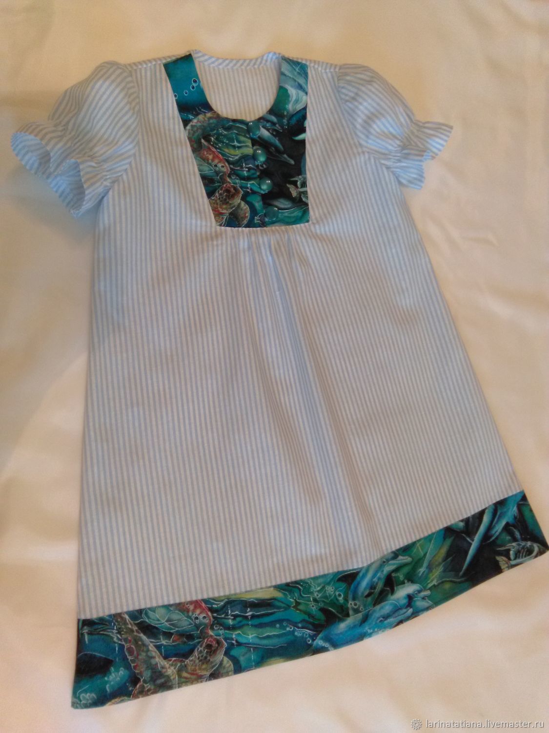 Платье для девочки летнее " На встречу к морю и дельфинам!"