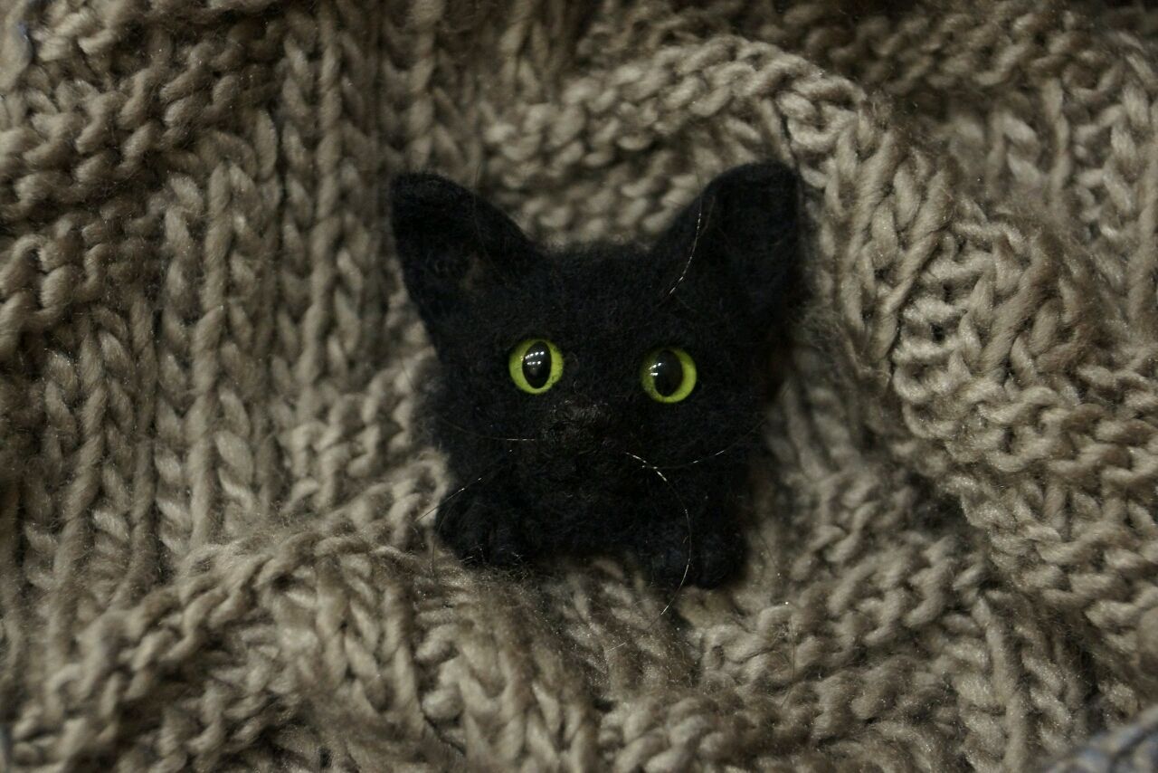 Брошь "Чёрный кот"