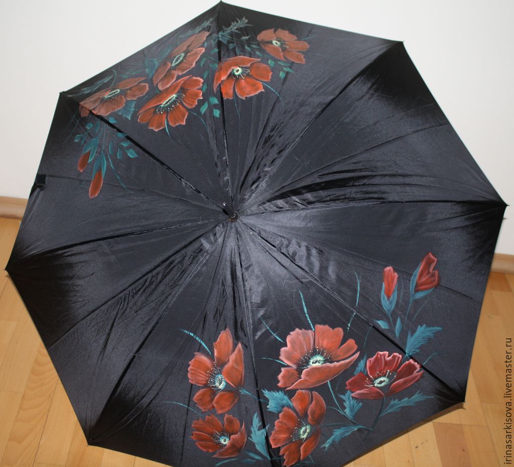 Зонт Маки с ручной росписью