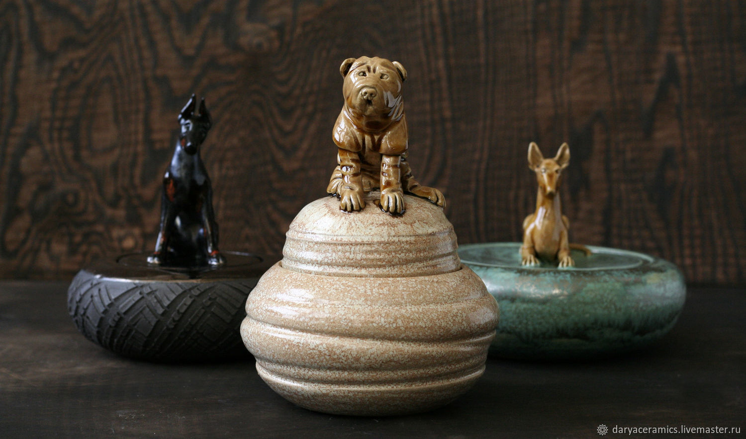 Керамические шкатулки с собаками