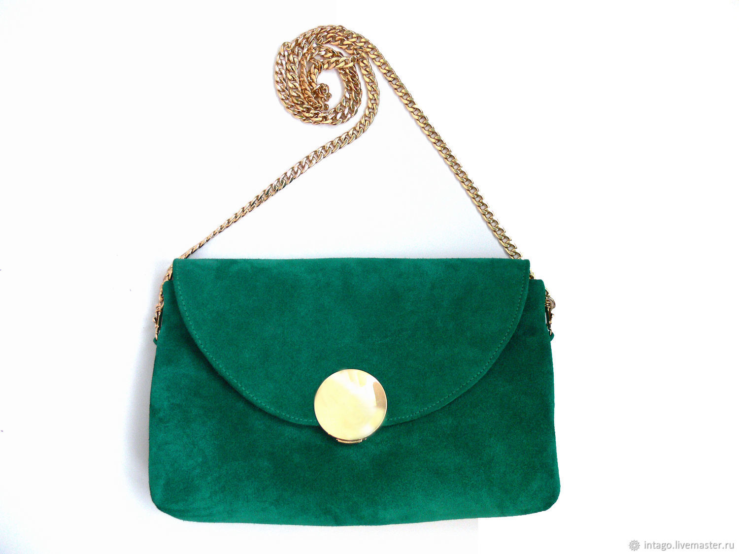 "Зеленый шик" замшевая сумочка с круглым замком