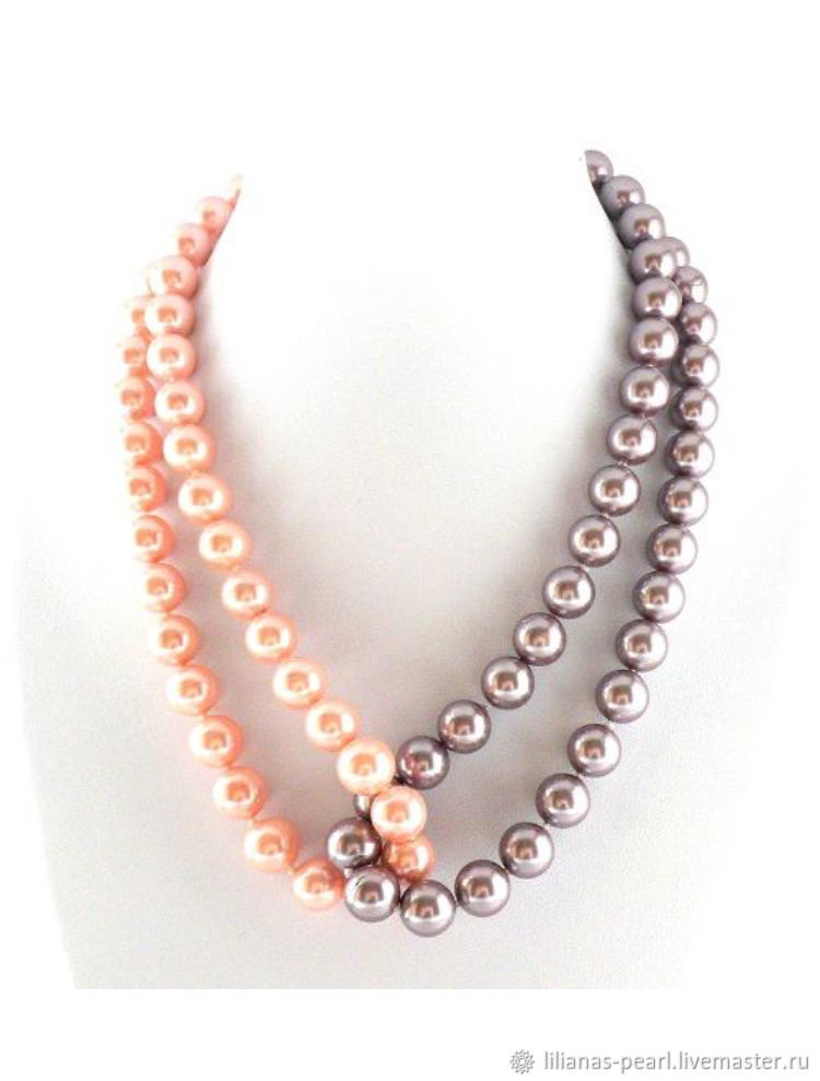 Жемчужное ожерелье из жемчуга двух оттенков-фиалка и персик