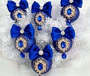 Набор ёлочных шаров в синем цвете с украшениями