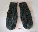 Варежки-рукавицы из овечьей шерсти унисекс серо-черные (№1)