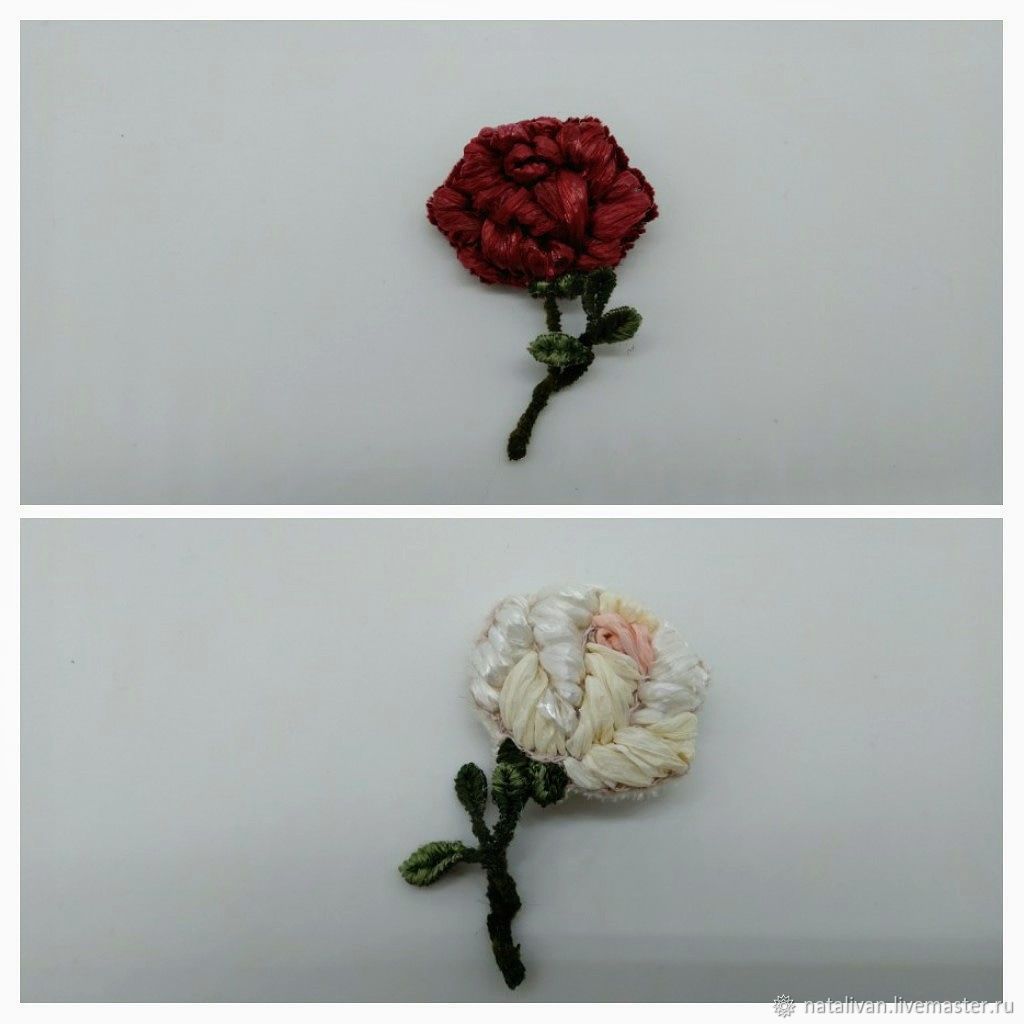 Брошь из коллекции "Белая и Красная розы"