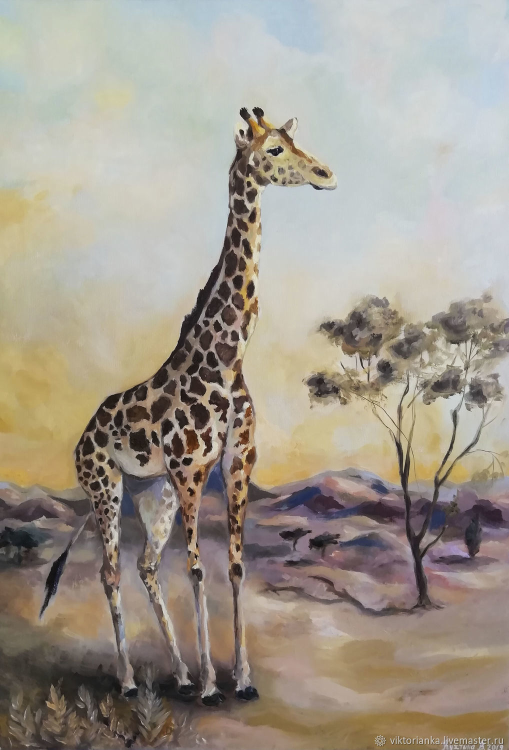 Жираф картина маслом