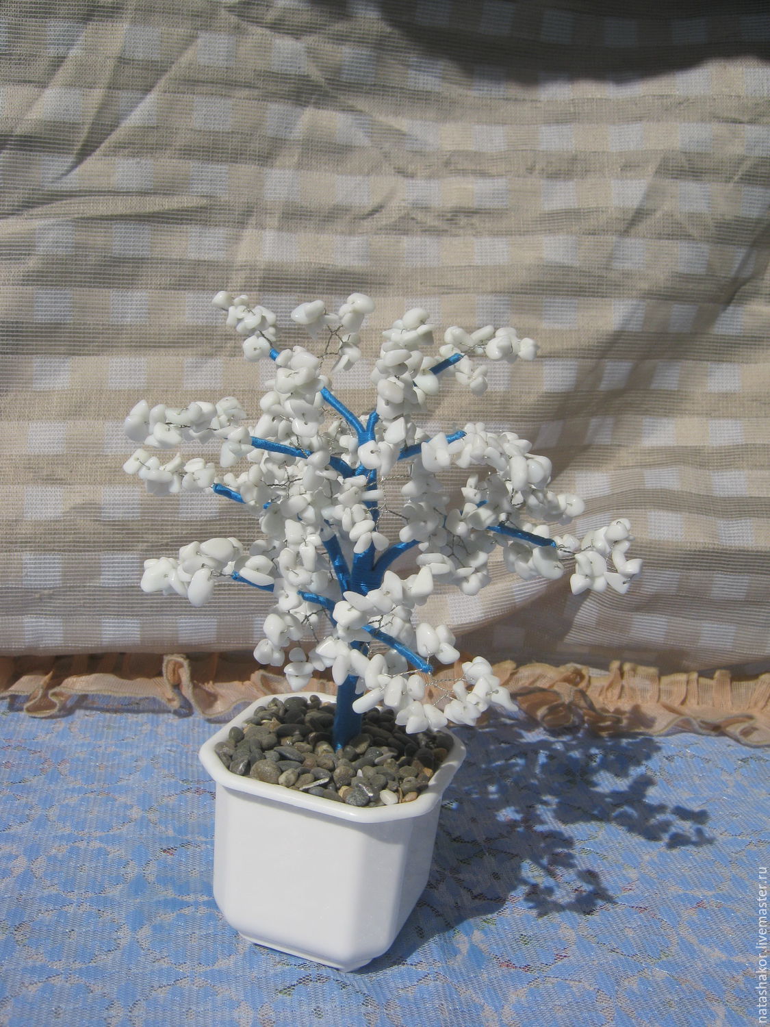 Дерево счастья из кахолонга (белый агат)