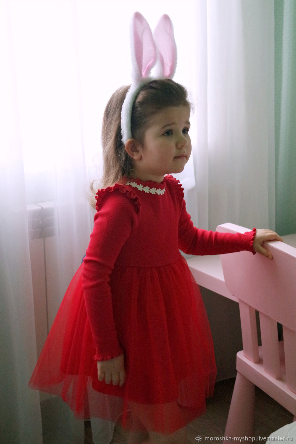 Нарядное платье для девочки Красное с фатином