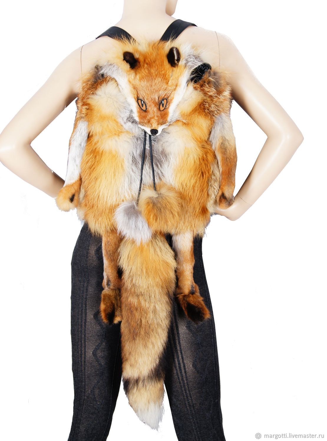 Большой "Хитрый лис". Рюкзак из натурального меха лисы