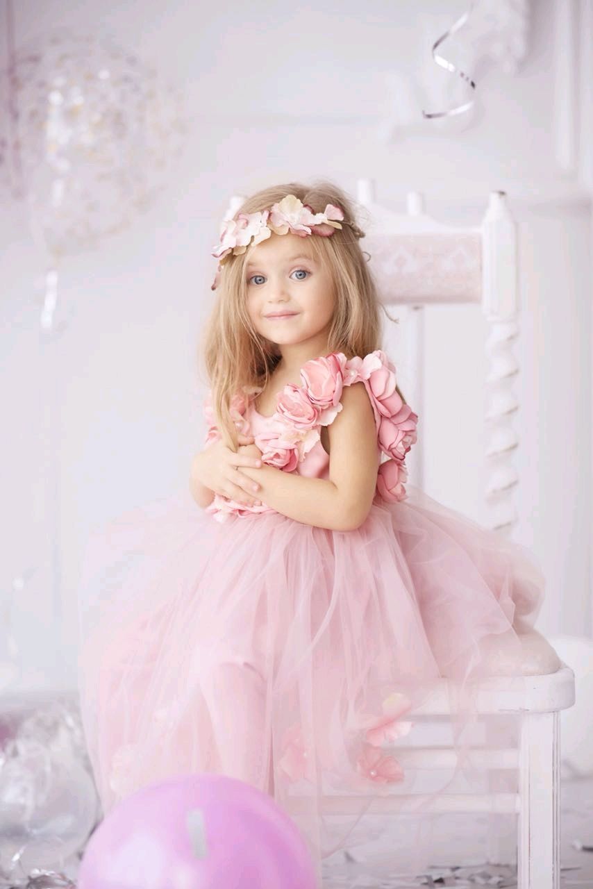 Satin and Tulle Pink Girl's Dress for Little Princesses