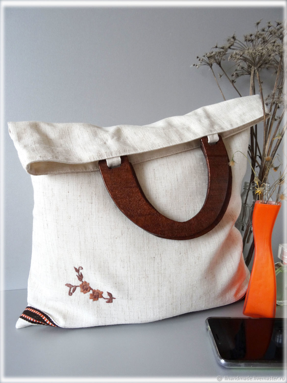 Эко-сумка "Эко-стиль" - ручная вышивка, авоська, льняная сумка