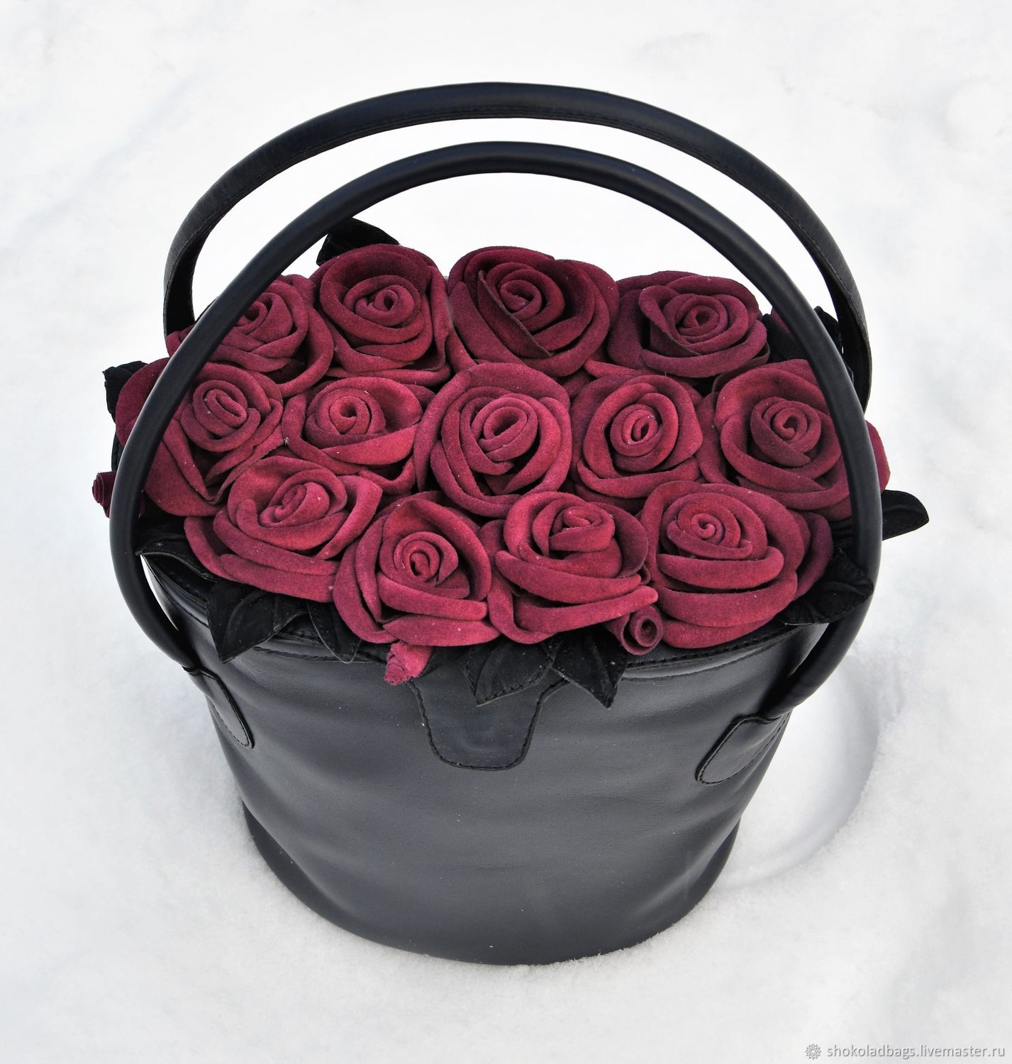 Кожаная сумка " Корзина с розами"