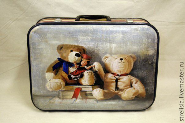 винтажный чемодан "Медвежата"