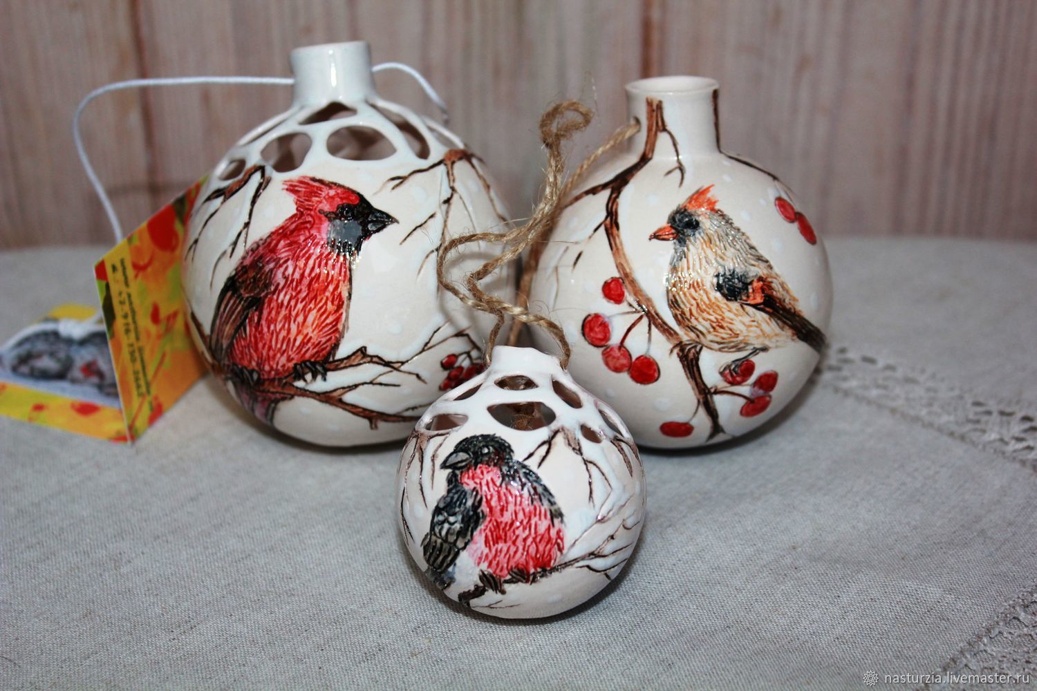 Елочные шары Птицы керамика