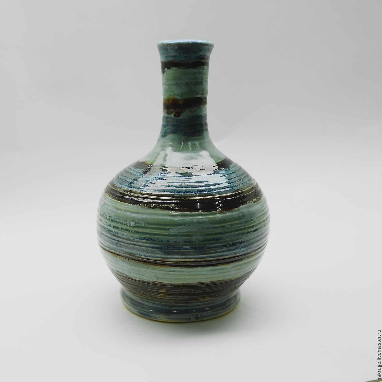 Гончарная ваза из керамики - Бирюзовый туман