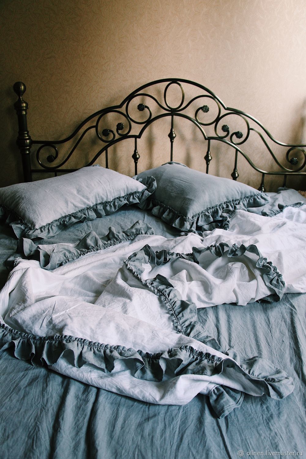 Льняное постельное linen bedding Голубиное Крыло