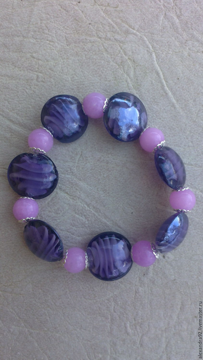 Браслет из стекла "Орхидея", фиолетовый браслет