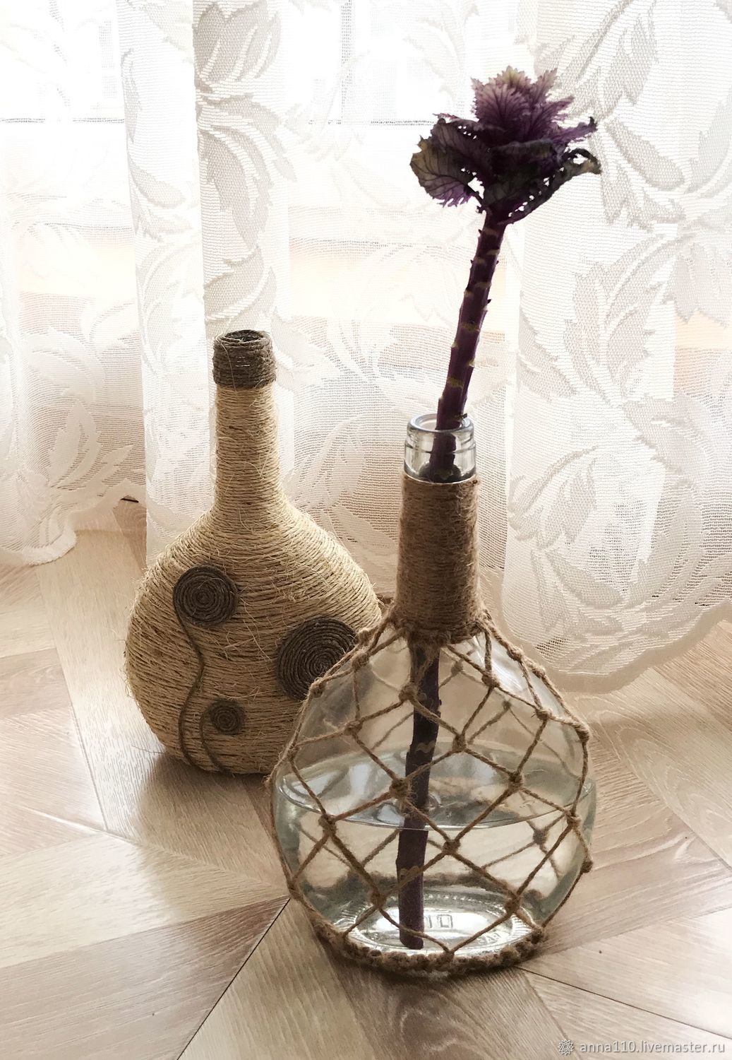 Декорированная бутылка-ваза