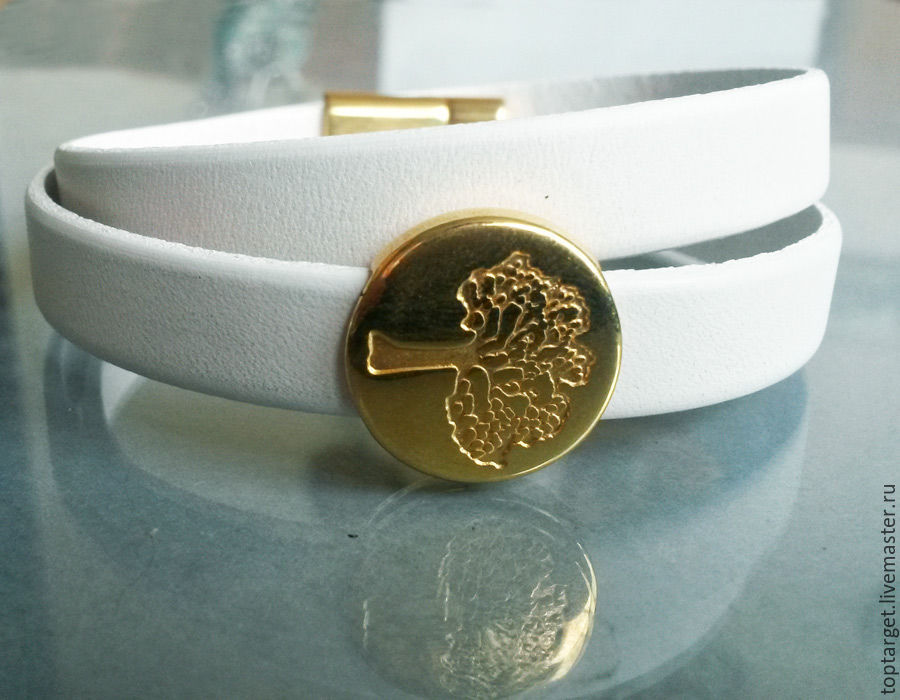 Кожаный браслет-намотка "Золотая крона"