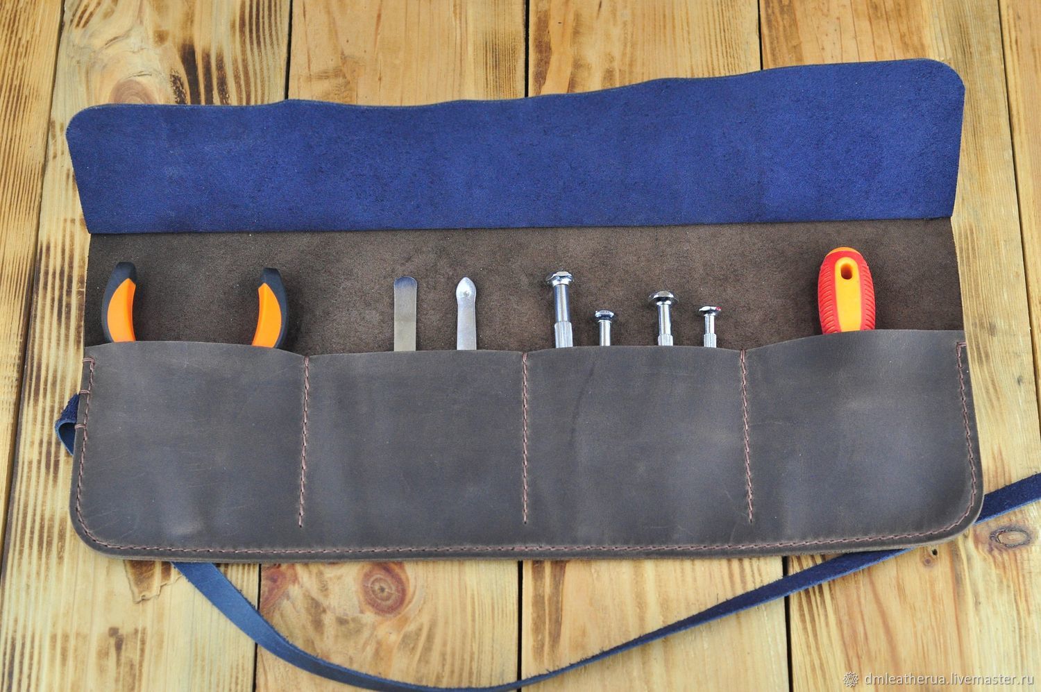 Кожаный пенал рулон для инструментов, часов и другого