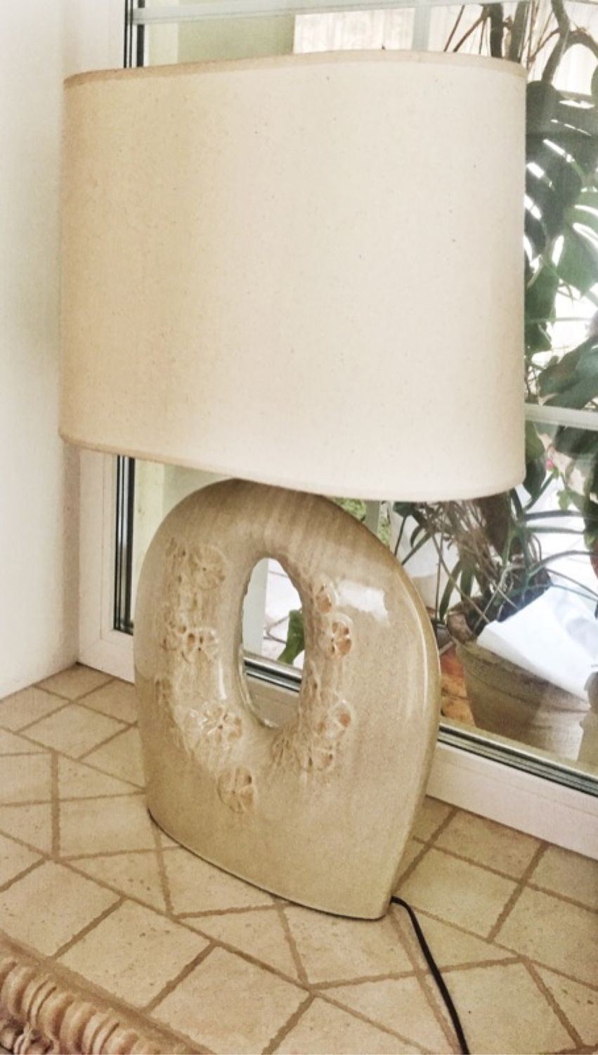 Лампа из керамики с абажуром