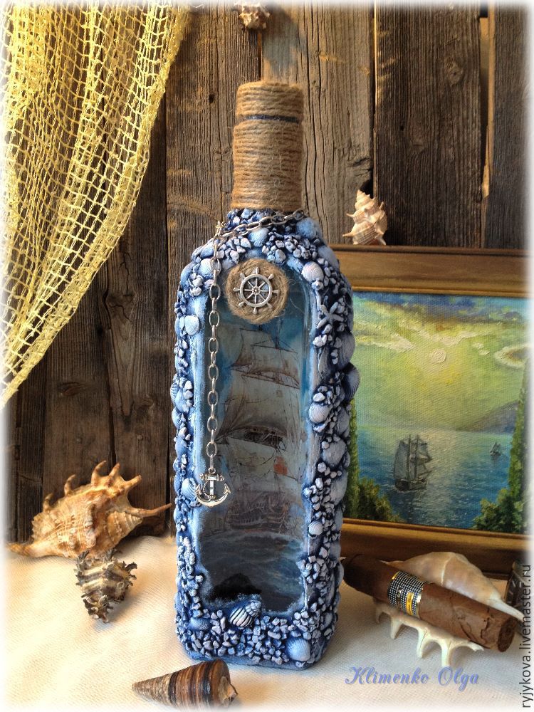 Декор бутылки "Морской"