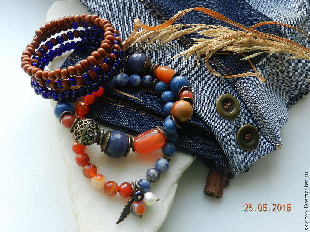 "Цветущий джинс" комплект браслетов