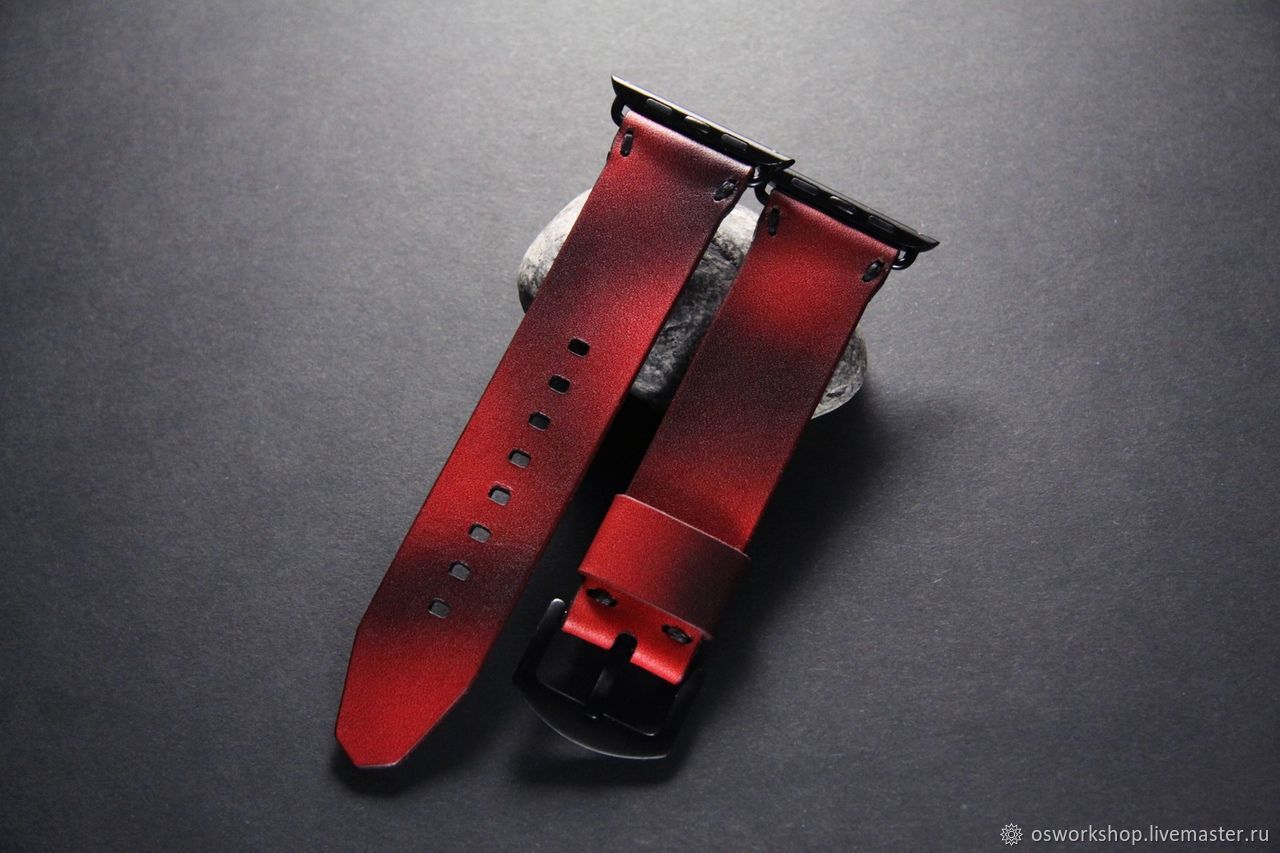 Кожаный ремешок для Apple Watch, красный