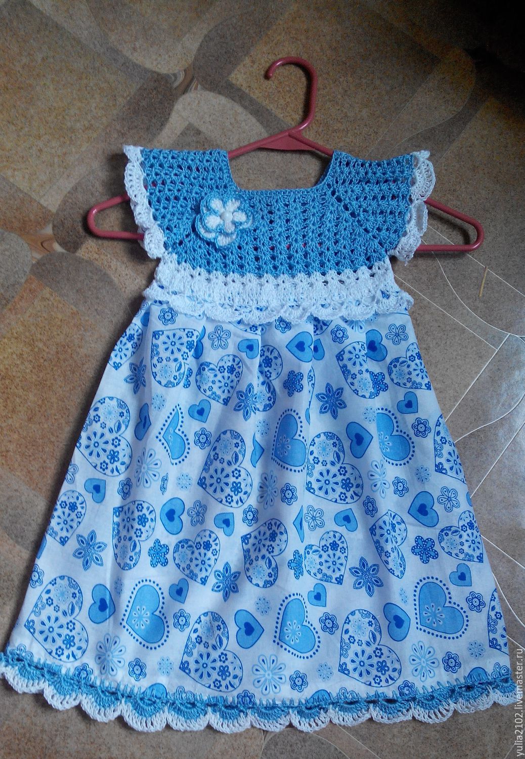 платье нарядное комбинированное крючок + ткань для девочки