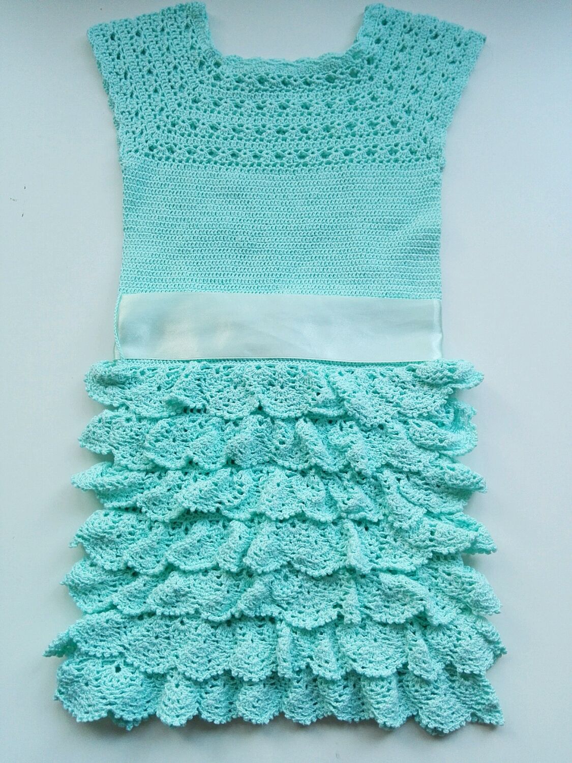 Вязаное ажурное платье "льдинка" для девочки