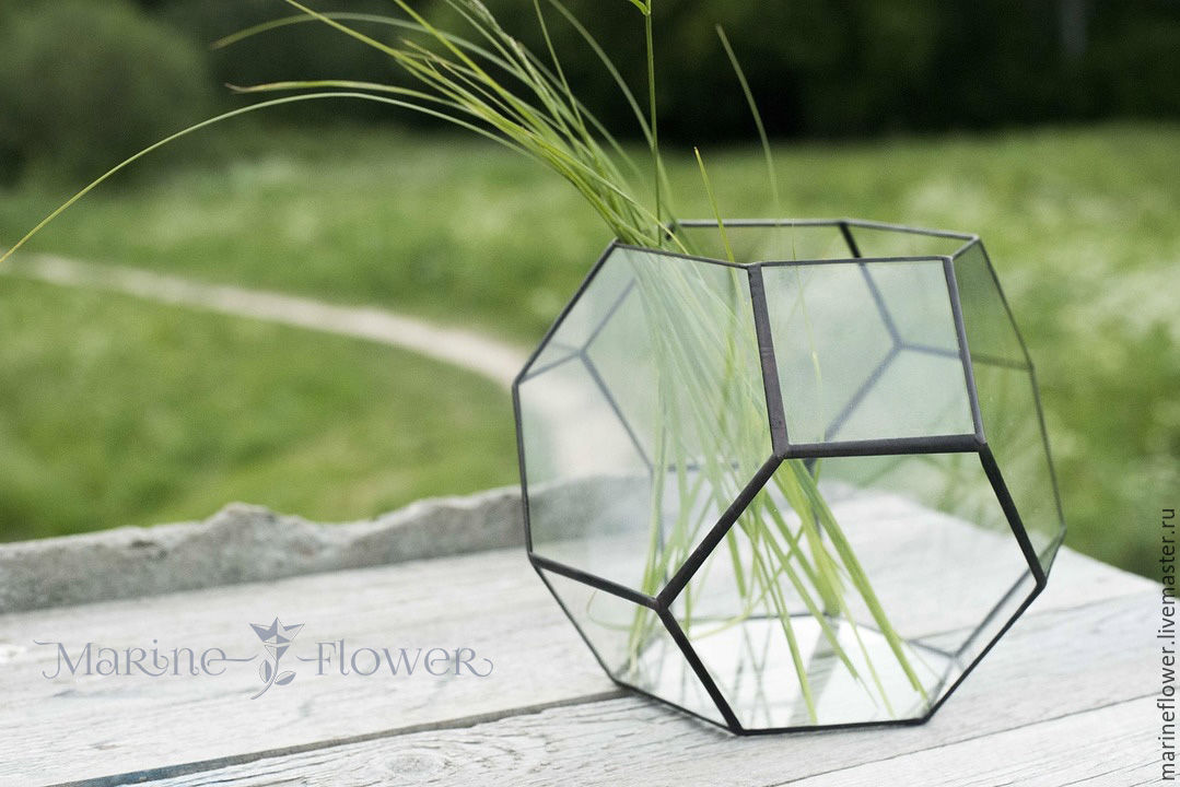 Флорариум геометрический стеклянный прозрачный