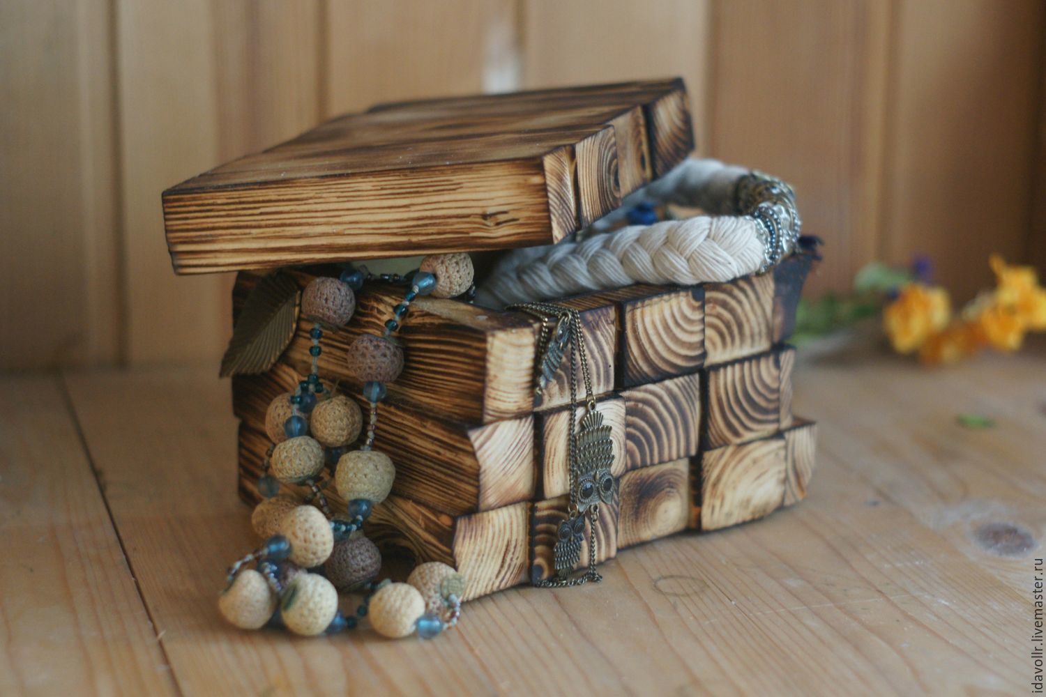 Деревянная шкатулка для украшений Деревянный сундук Коробка из дерева