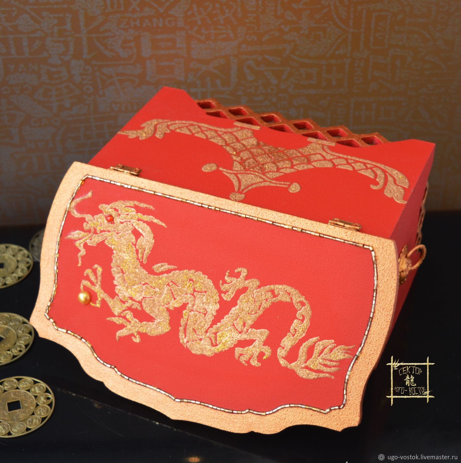 Шкатулка для денег "Золотой дракон фен шуй", Подарки фен шуй