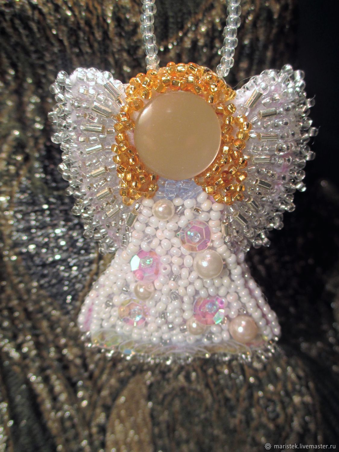 Ангел елочная игрушка из бисера