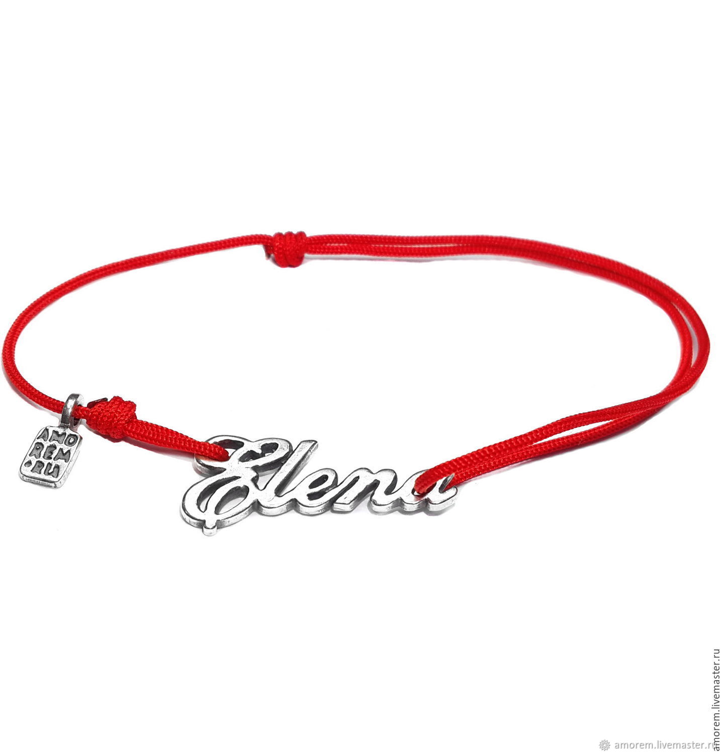 Elena/Елена, серебряный браслет на нити