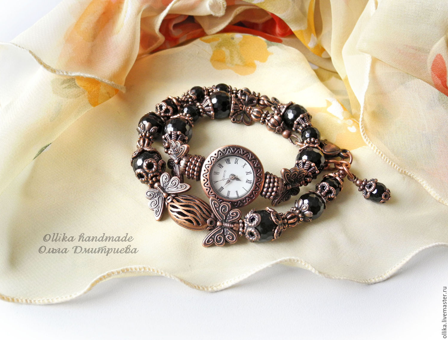 Часы женские Бабочки, украшение на руку браслет намотка