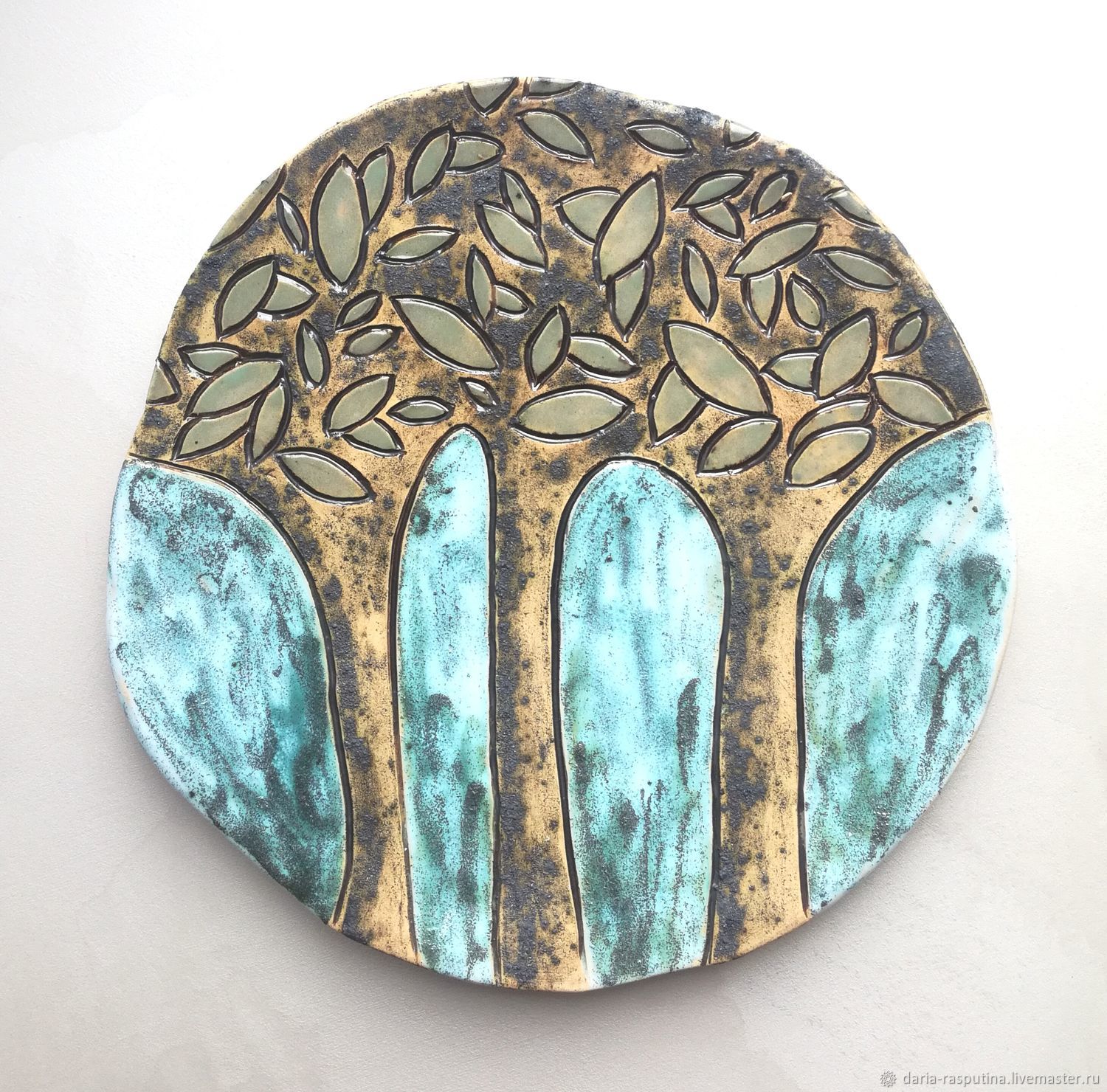 Тарелка декоративная, настенная "деревья"