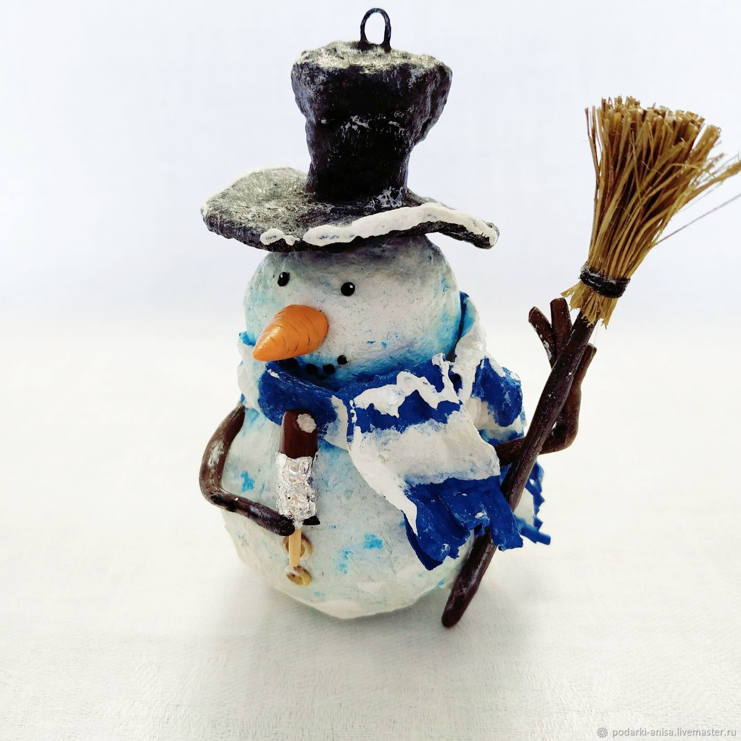 Ватная игрушка Снеговик с мороженым Винтаж