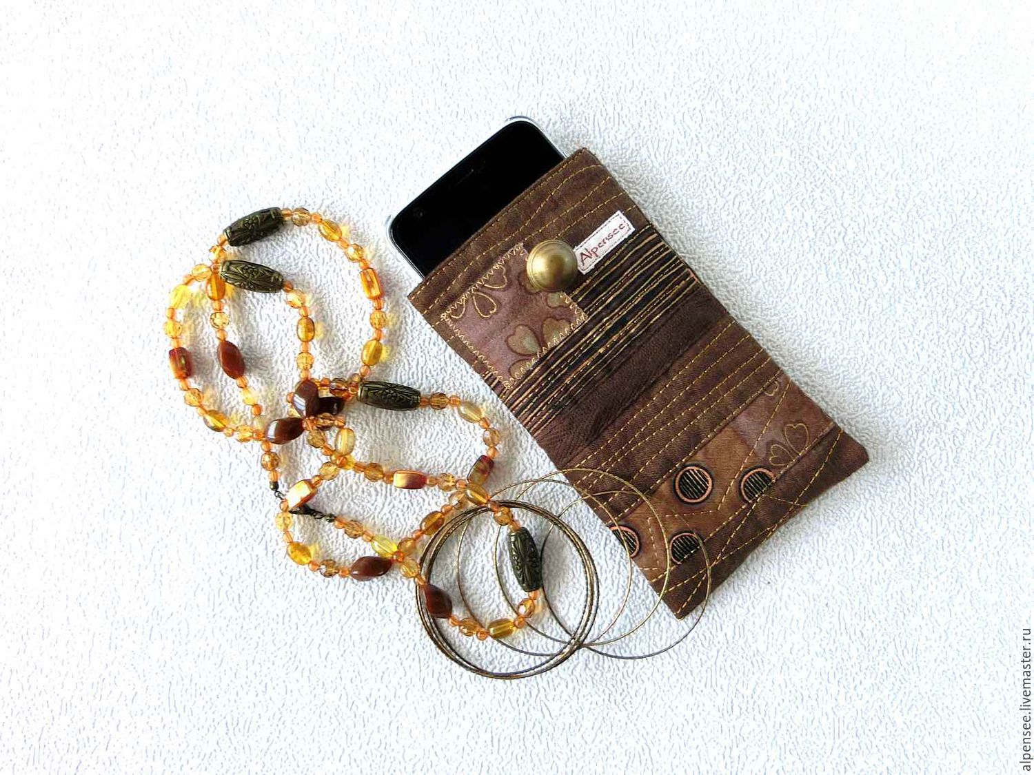 Универсальный чехол футляр из ткани для телефона или очков "Арт-нуво"