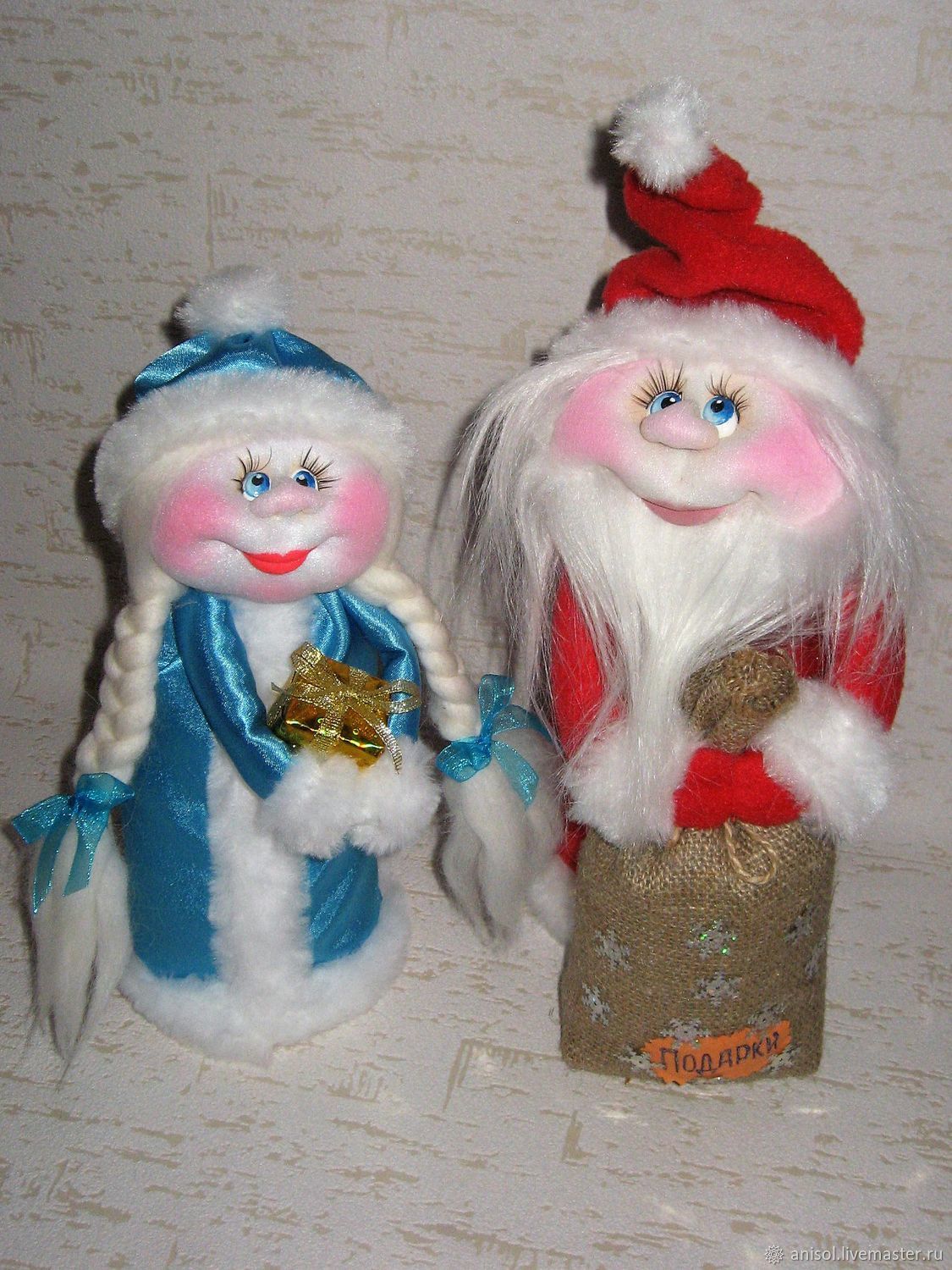 Дед Мороз и Снегурочка.Куклы для новогоднего интерьера