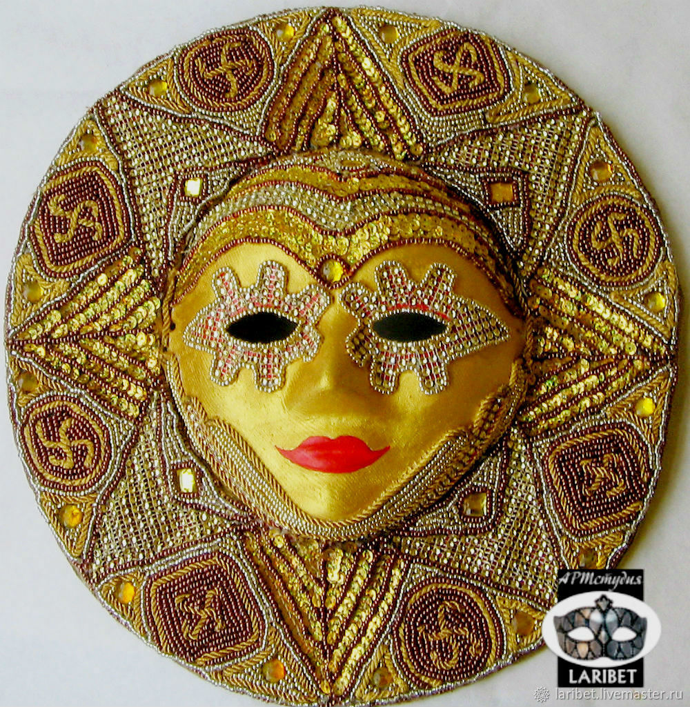 Карнавальная интерьерная маска "Золотое солнце"