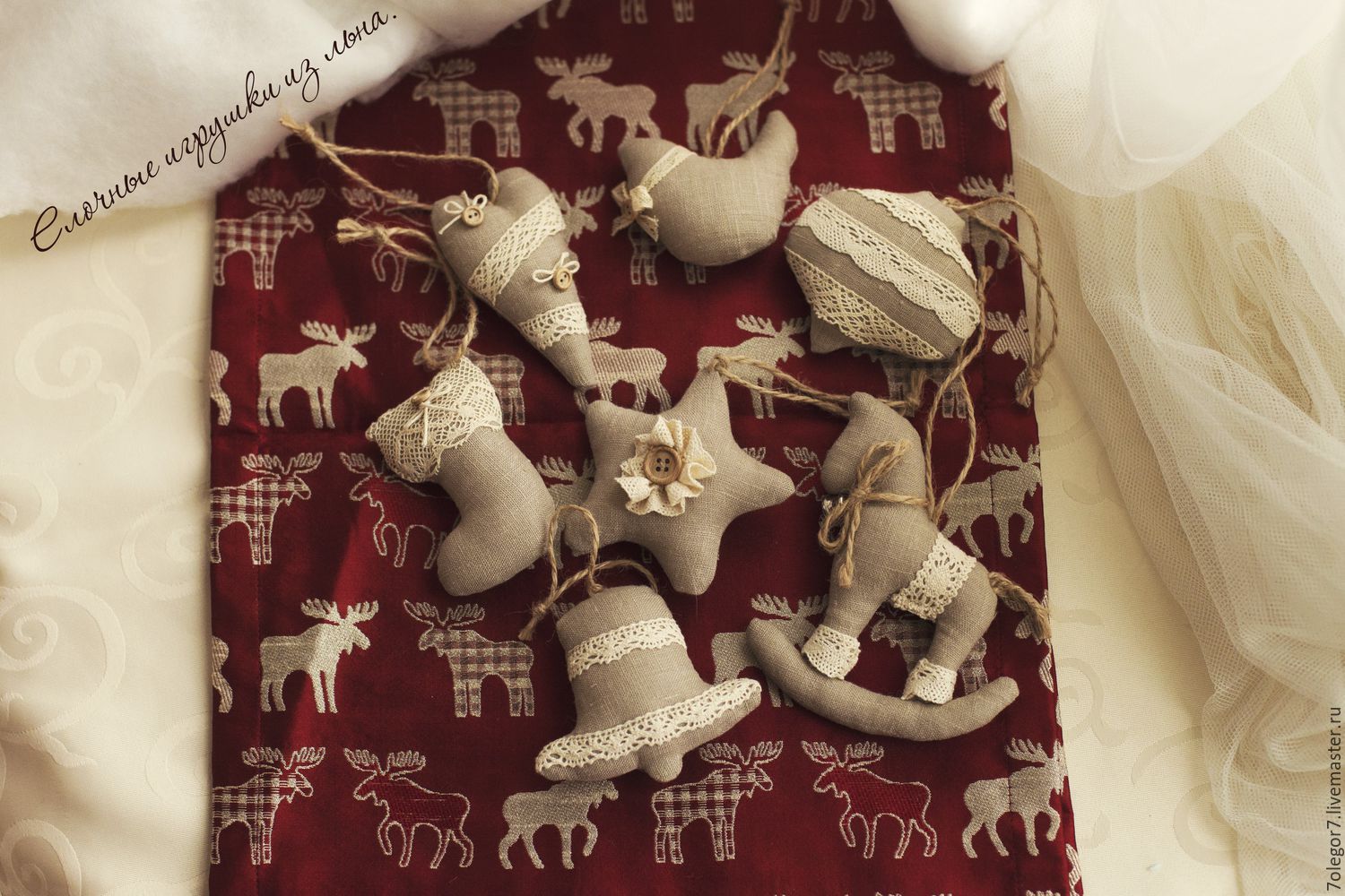 Текстильные елочные игрушки в стиле Тильда-этно