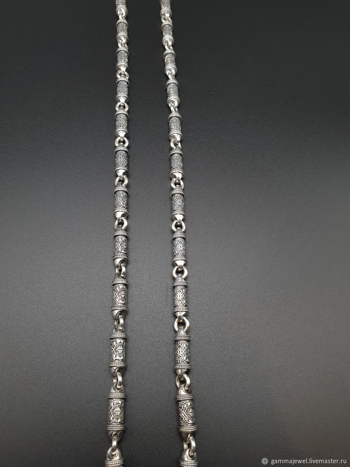 Крупная мужская литьевая цепь, с оригинальным орнаментом 80 грамм